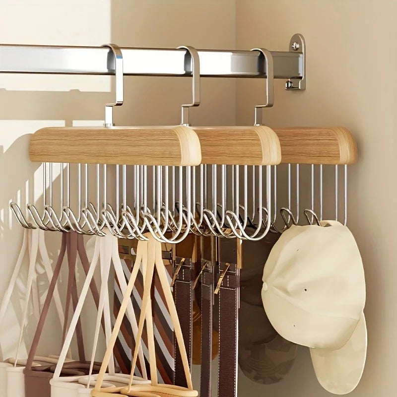 Organisateur de Placard en Bois Multi-Crochets Sous-Vêtements