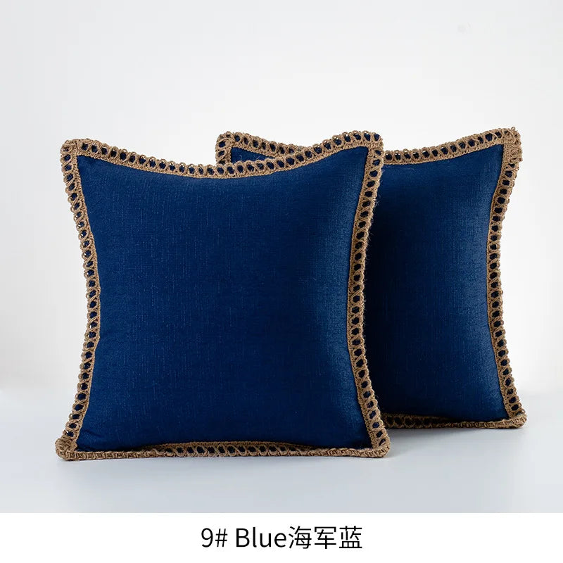 Housse de Coussin Champêtre Bordée - Style Farmhouse