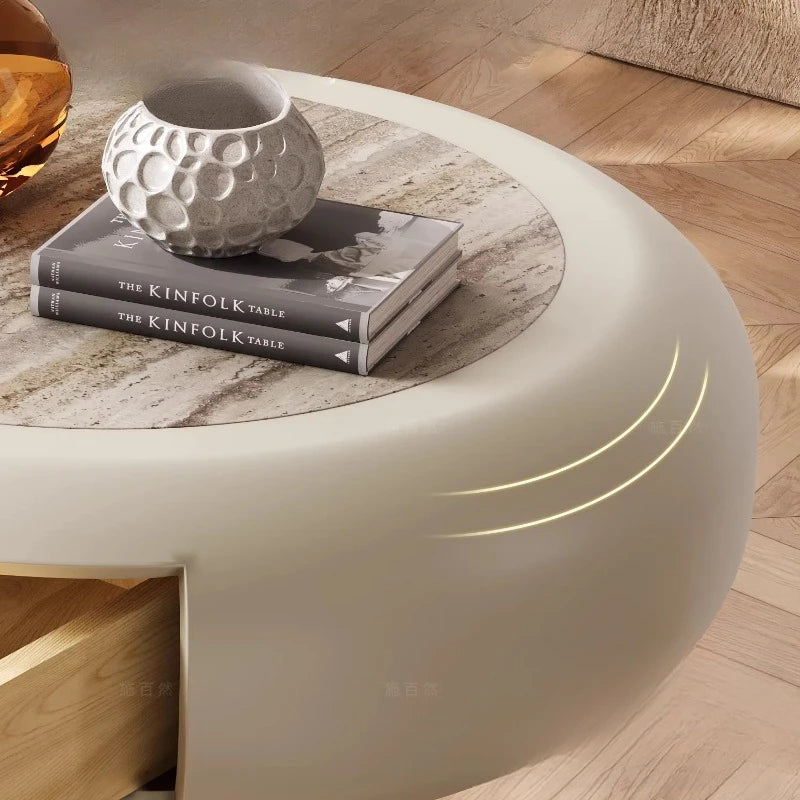 Table de Chevet Style Crème - Bois Massif avec Tiroir