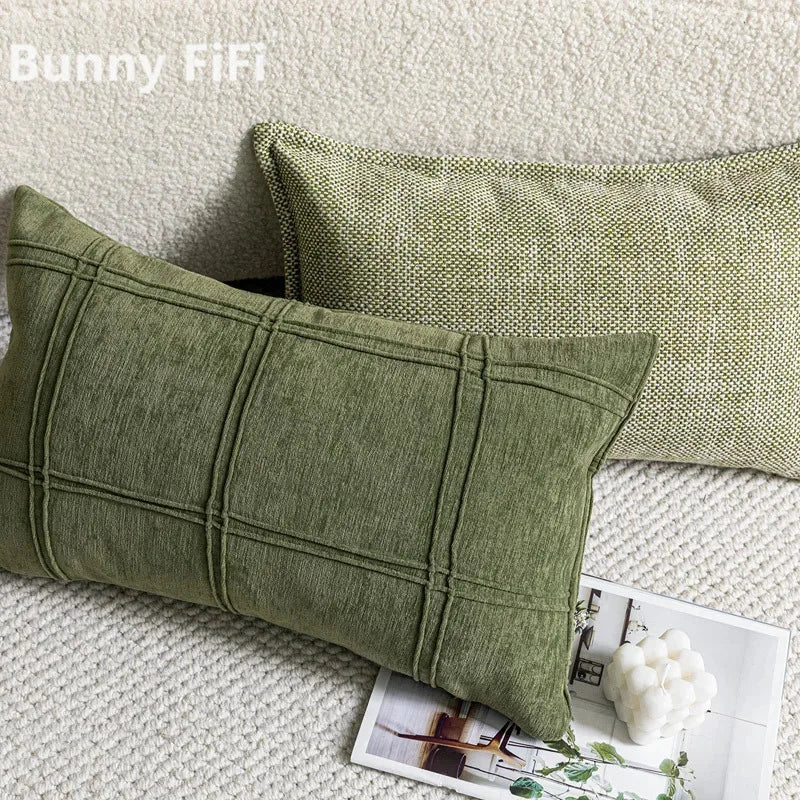 Housse de Coussin Ronde Vert Sauge - Style Minimaliste