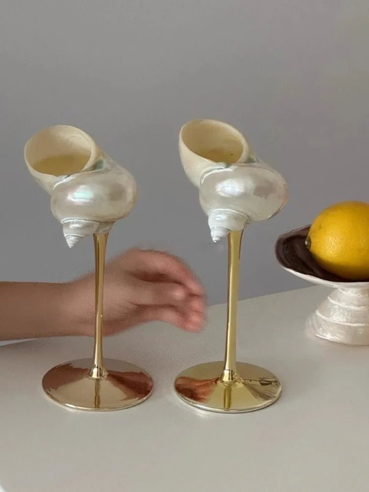 Verre à Vin en Coquillage Naturel - Fait Main, Style Nordique