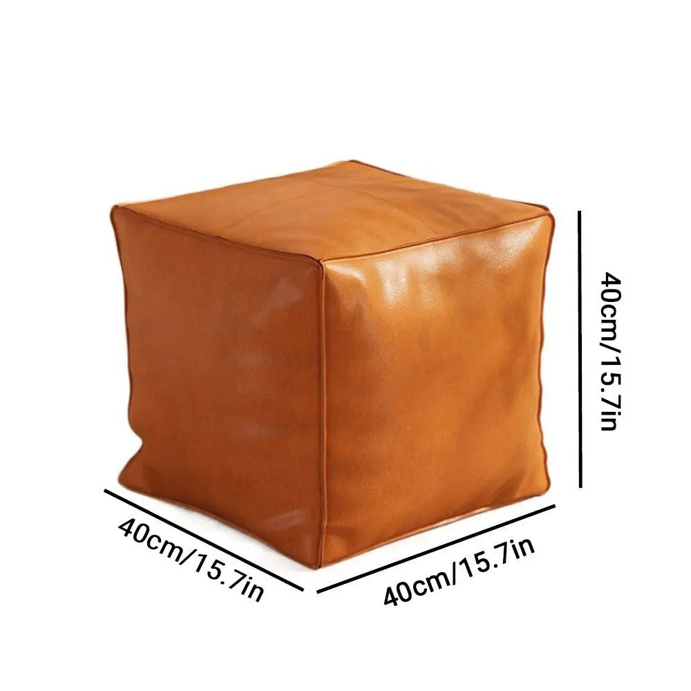 Pouf de Rangement en Cuir PU - Style Nordique Empilable