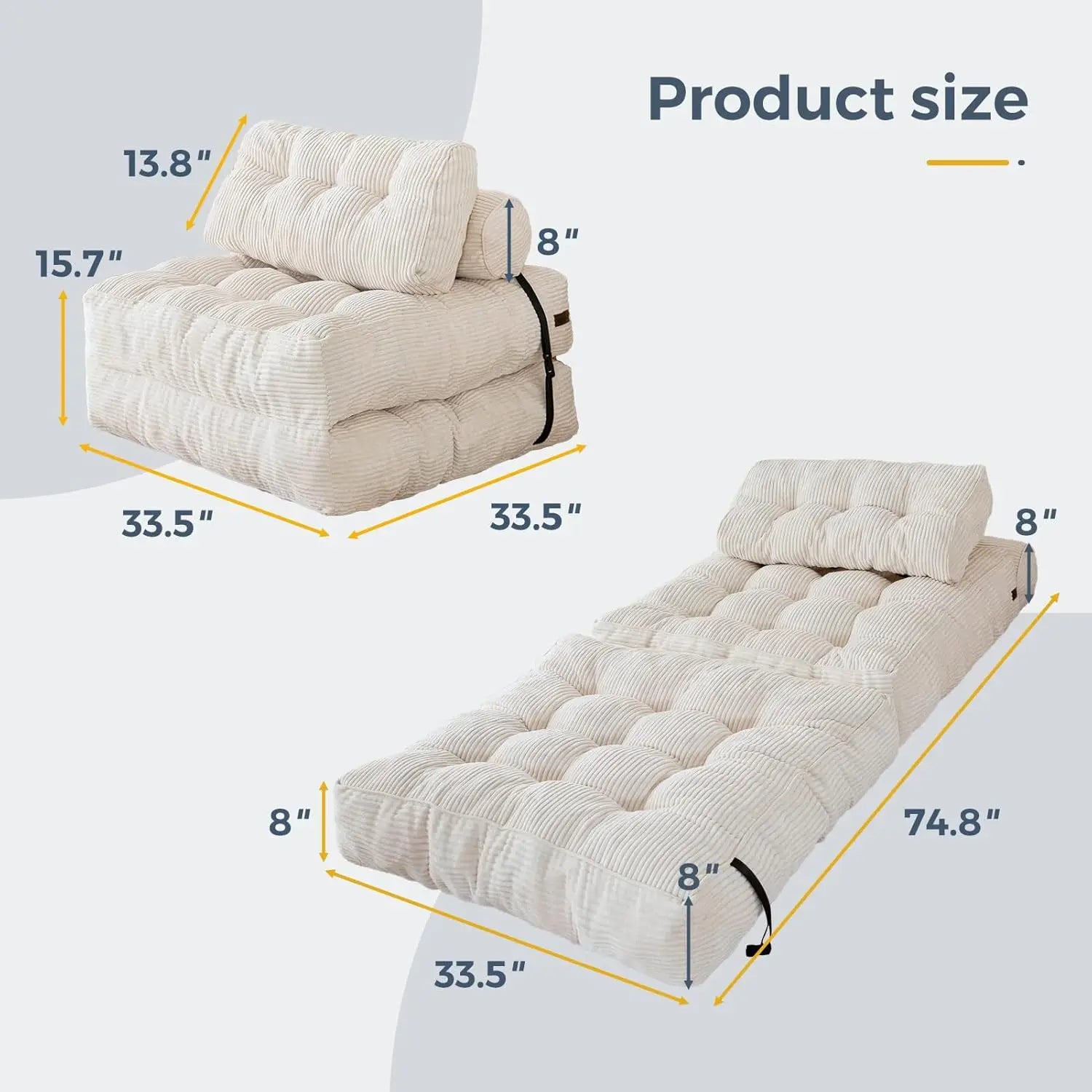 Chaise Pliante Convertible en Lit - Fauteuil Modulable