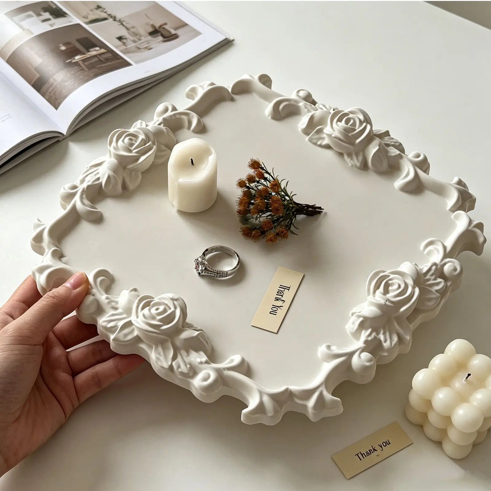 Moule Silicone Cadre Rose Vintage Bordure Dentelle