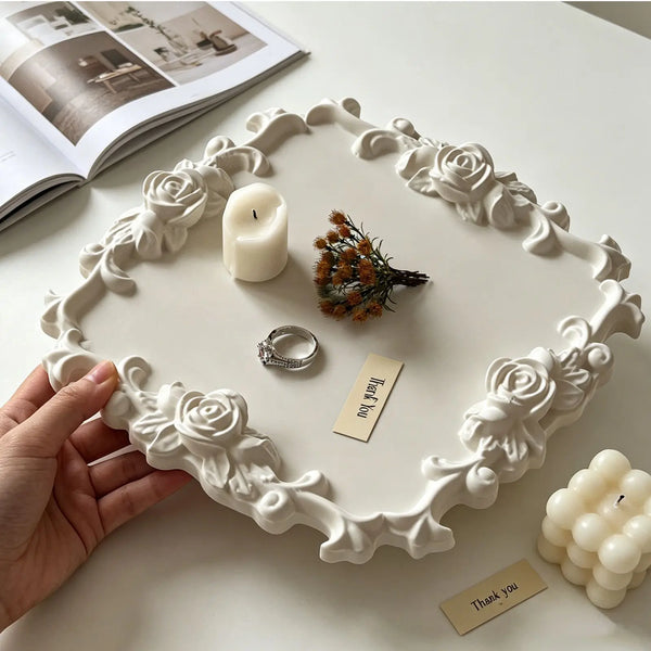 Moule Silicone Cadre Rose Vintage Bordure Dentelle