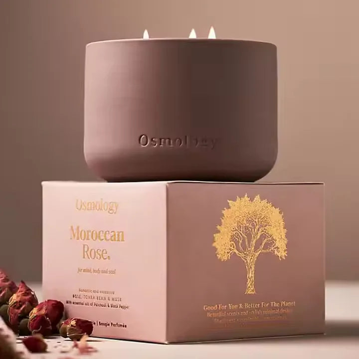 Bougie Parfumée en Pot de Céramique - Cire Végétale et Mèche en Bois