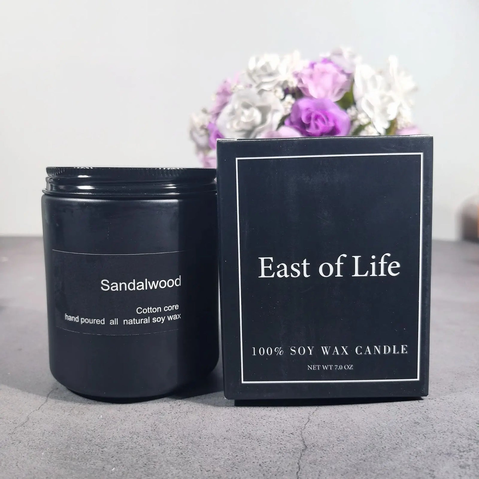 Bougie Parfumée Verre Givré Noir Bois de Santal