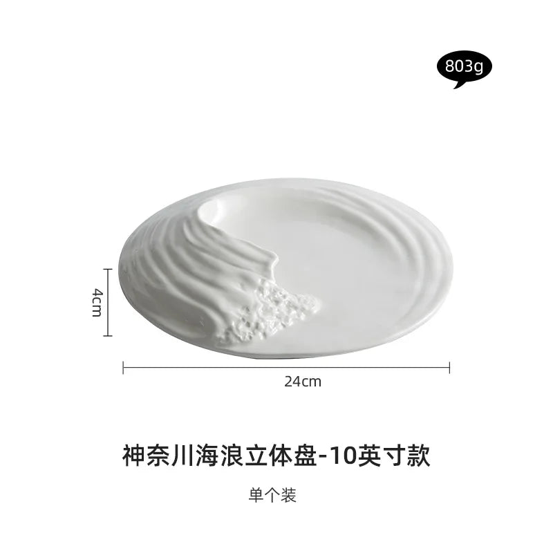 Assiette Plate Céramique Design Sculptural Vagues