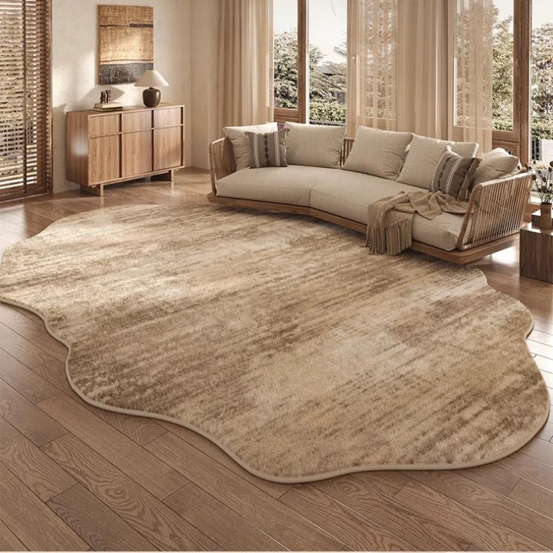 Tapis Léger Luxe Forme Irrégulière Peluche Épaisse