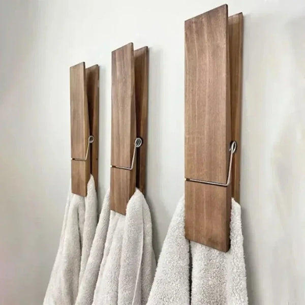 Pince à Serviette Murale en Bois - Porte-Serviette Décoratif