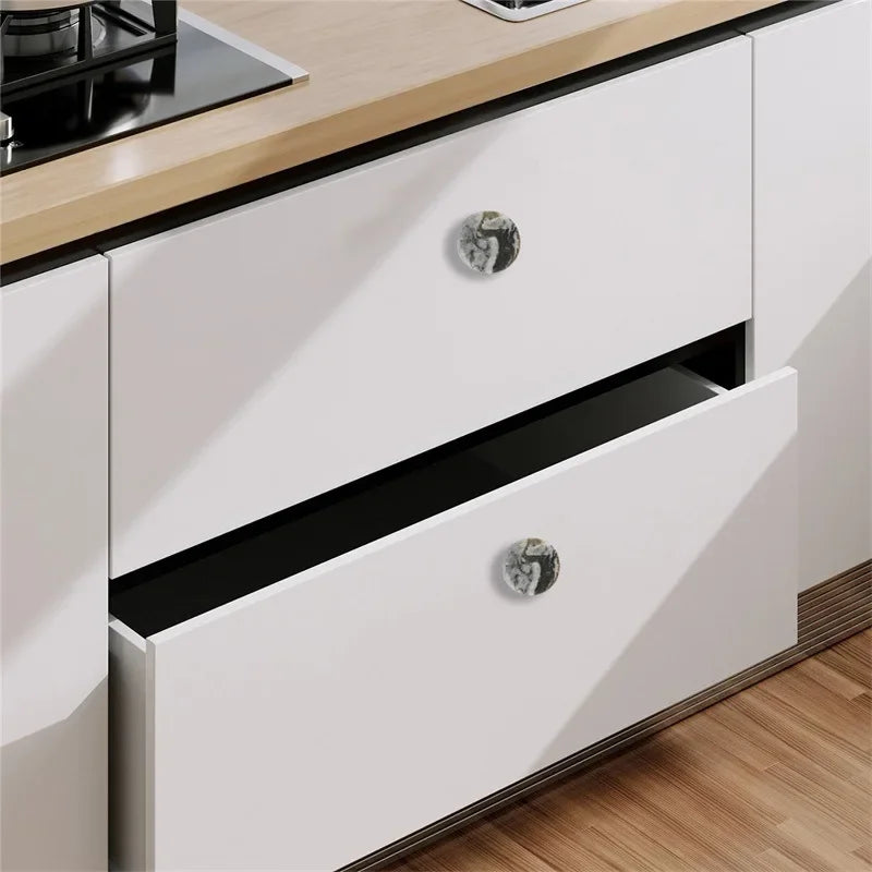 Poignée de Meuble Cylindrique Marbre Artificiel Luxe Léger