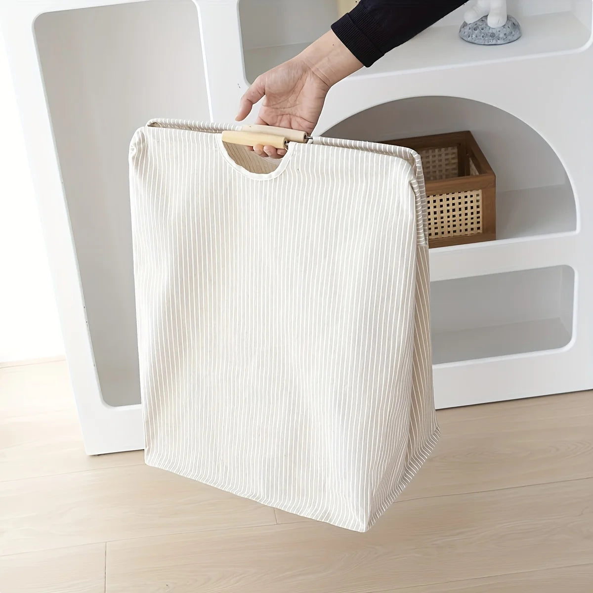 Panier à Linge Bohème Tissu Grande Taille avec Poignées