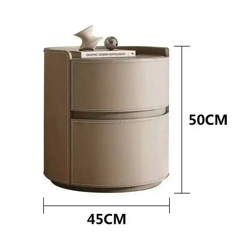 Saddle Leather Bedside Table – Italian Round