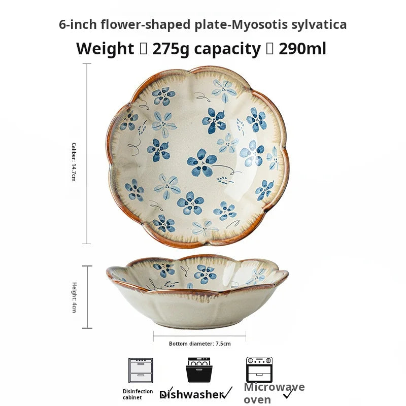 Assiettes en Céramique Fleuries Vintage 6 Pouces