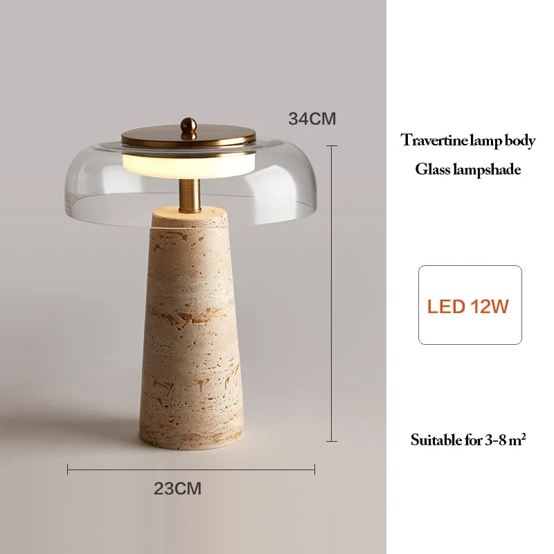 Travertine Mushroom Lamp – Natural Stone