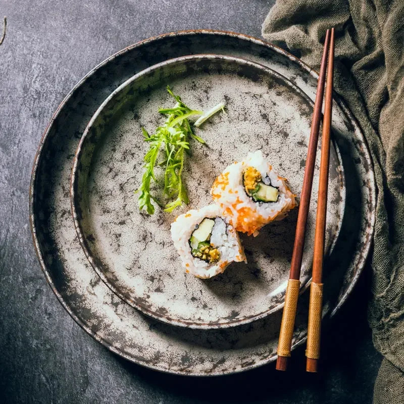 Assiette en Céramique Style Japonais pour Petit-Déjeuner