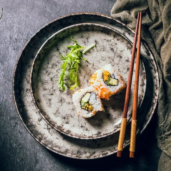 Assiette en Céramique Style Japonais pour Petit-Déjeuner
