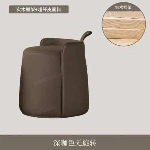 Tabouret d'Assise Rembourré en Cuir - Design Nordique