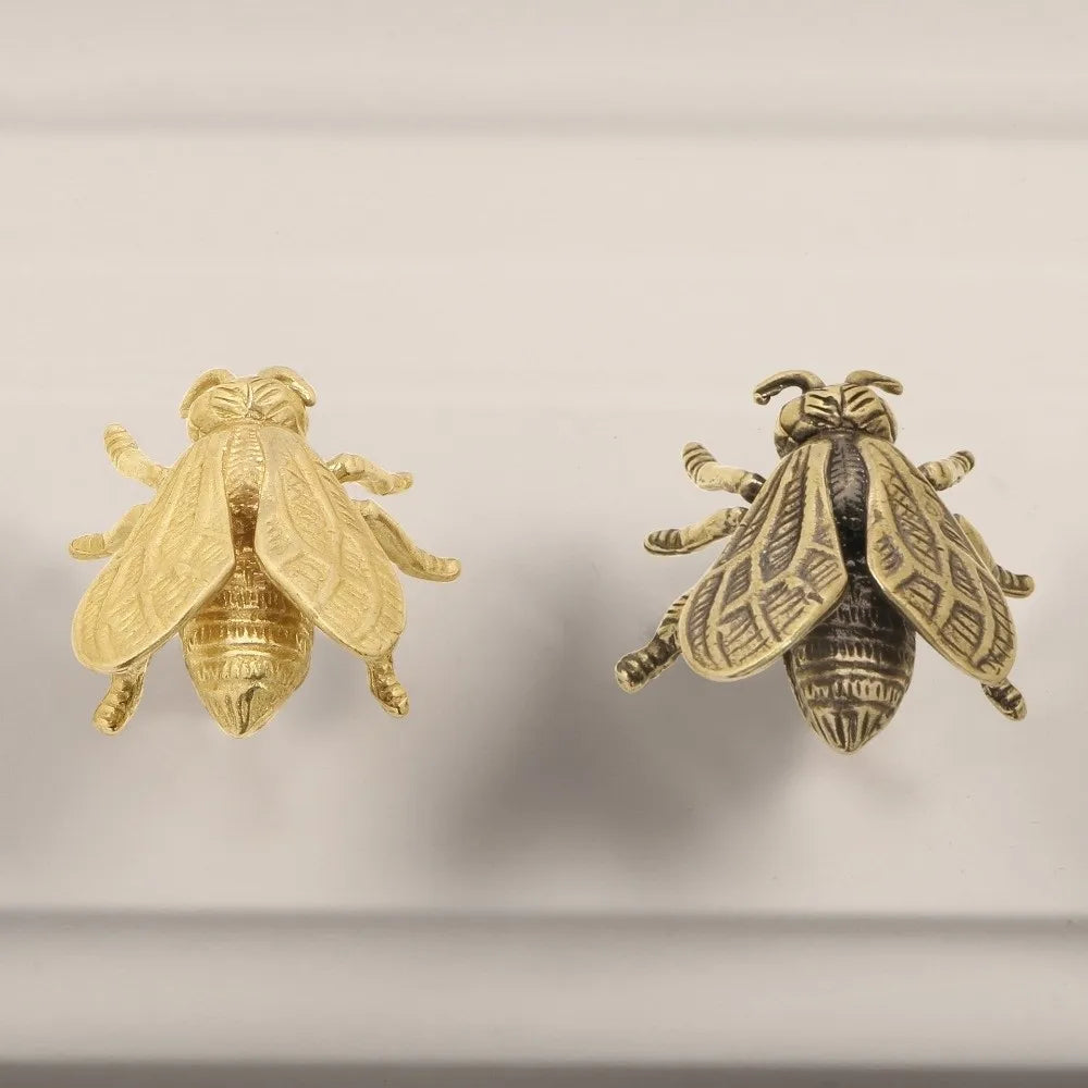Poignée de Meuble Laiton Élégante Forme Abeille Style Vintage