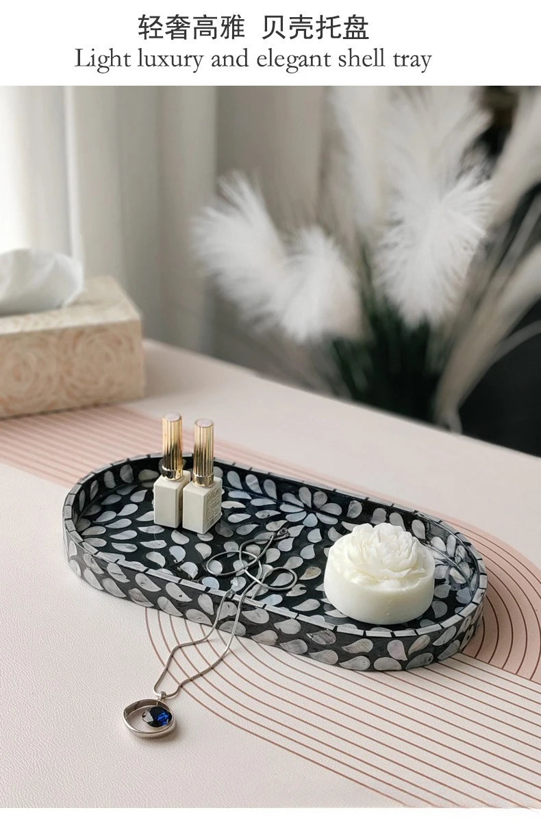 Plateau Coquillage Naturel Ovale Style Nordique Luxueux