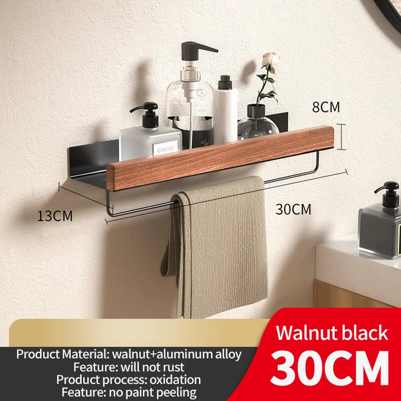 Étagère d'Angle pour Salle de Bain - Aluminium et Bois