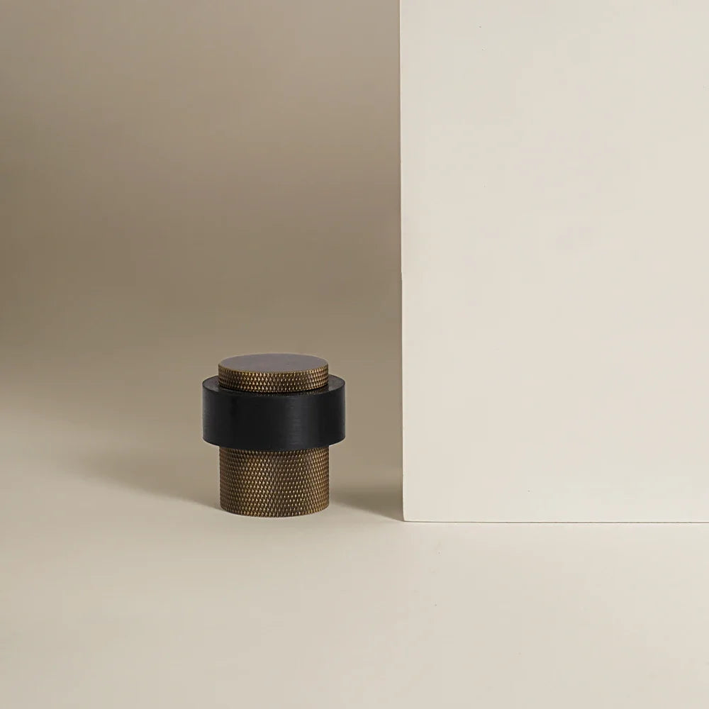 Brass Door Stopper – Knurled Floor-Mount Hardware
