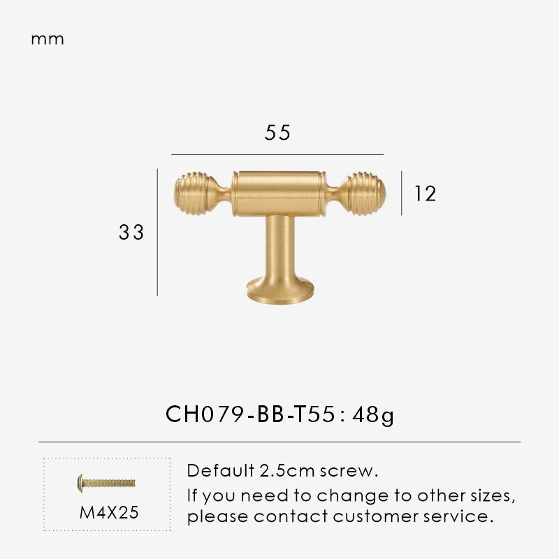 French Brass Knob – T-Bar Wardrobe Handle