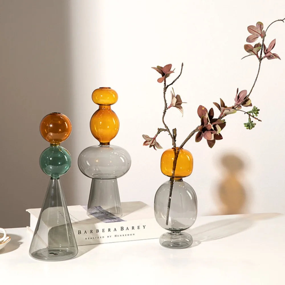 Vase en Verre Coloré Double Paroi - Culture Hydroponique