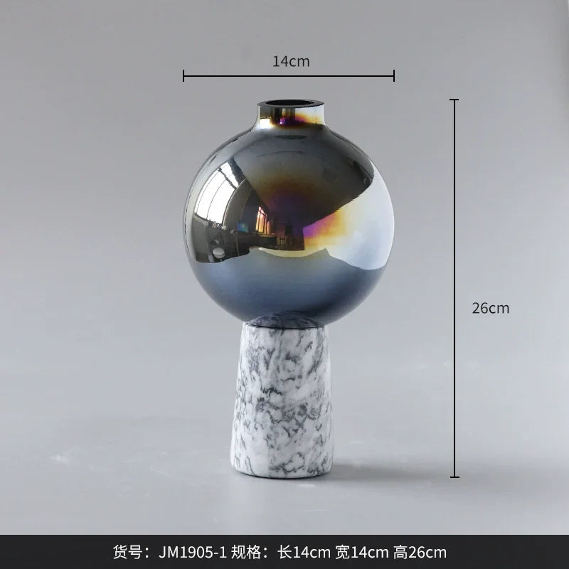 Vase en Verre Marbré - Forme Géométrique Étoile