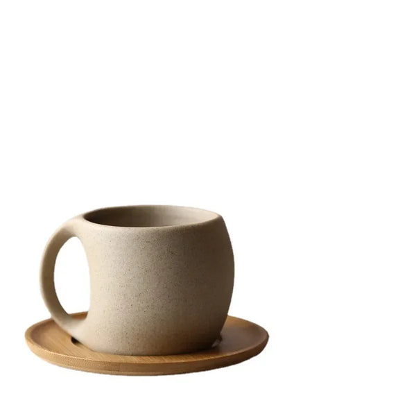 Tasse à Café en Poterie avec Soucoupe Design Simple