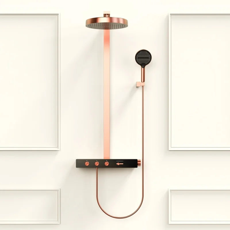 Robinet de Douche Thermostatique Or Rose Brossé
