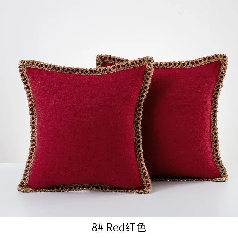 Housse de Coussin Champêtre Bordée - Style Farmhouse