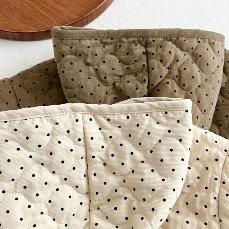 Manteau Enfant Matelassé à Capuche à Pois