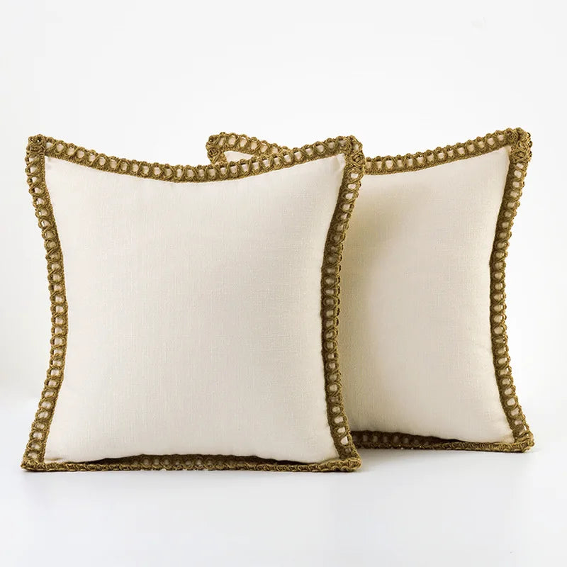 Housse de Coussin Champêtre Bordée - Style Farmhouse