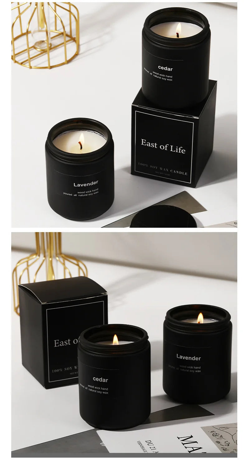 Bougie Parfumée Verre Givré Noir Bois de Santal