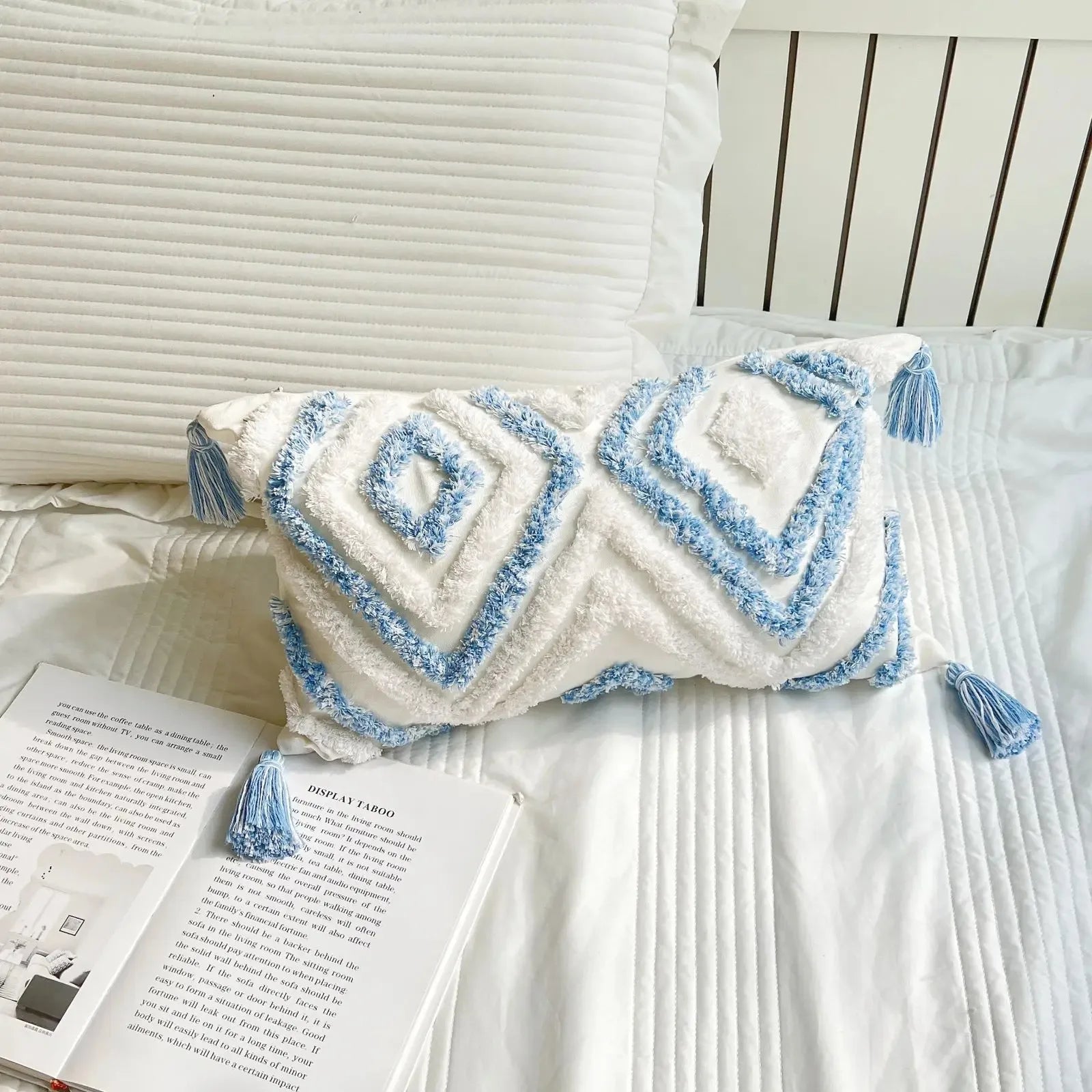 Housse de Coussin Bohème Capitonnée à Franges