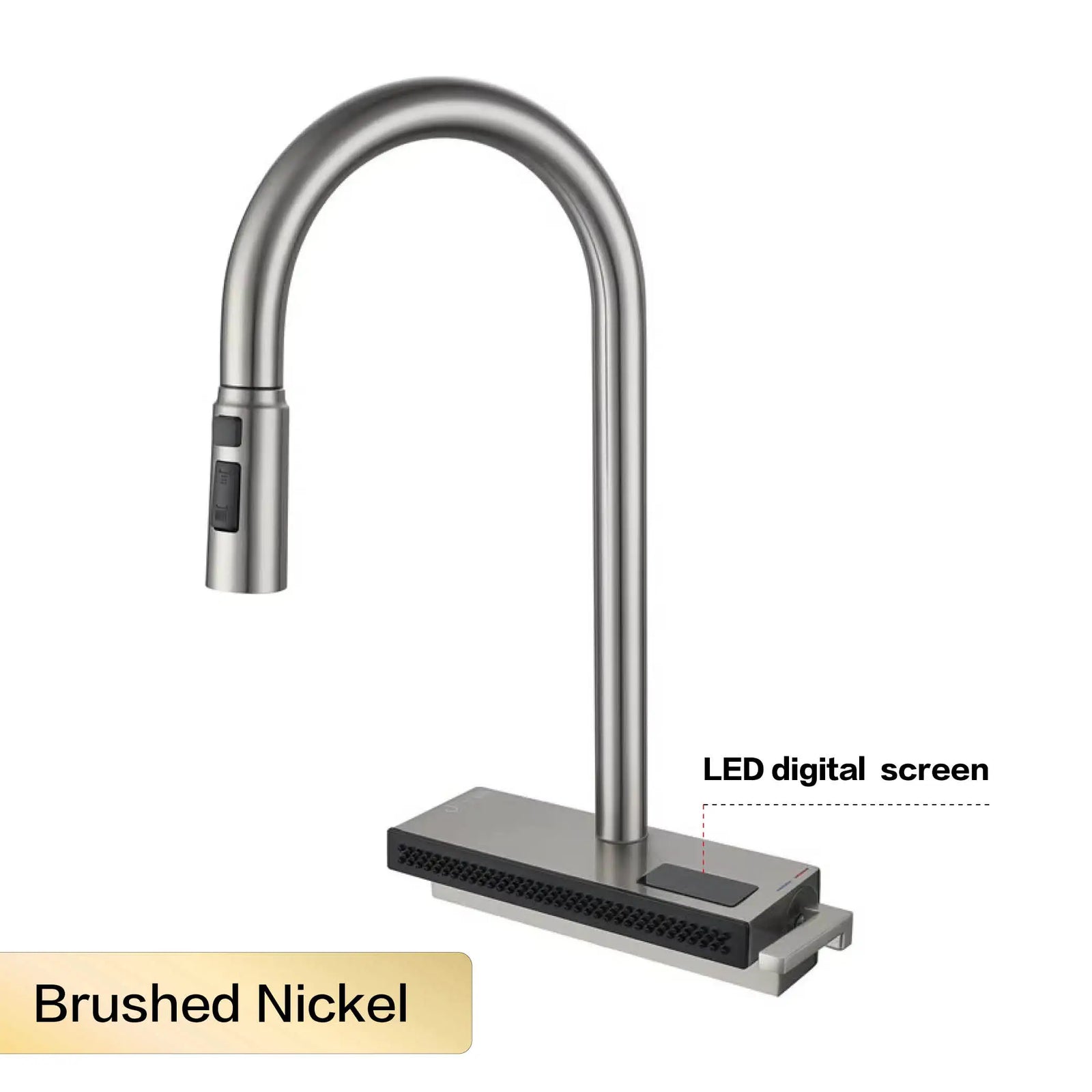 Robinet de Cuisine Extractible Écran LED Gris Métal