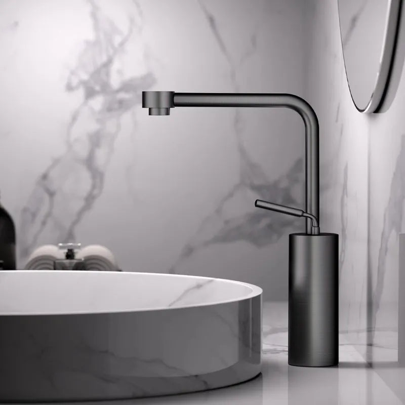 Robinet de Lavabo Or Rose Brossé Laiton Deux Trous