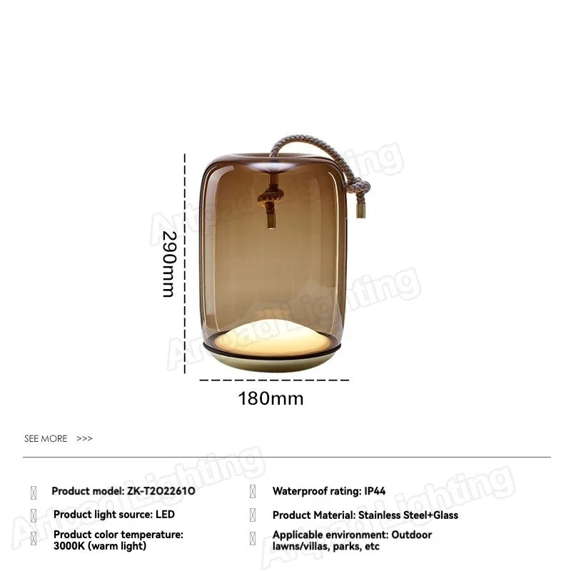 Outdoor LED Glass Lantern – Waterproof Garden Landscape Light