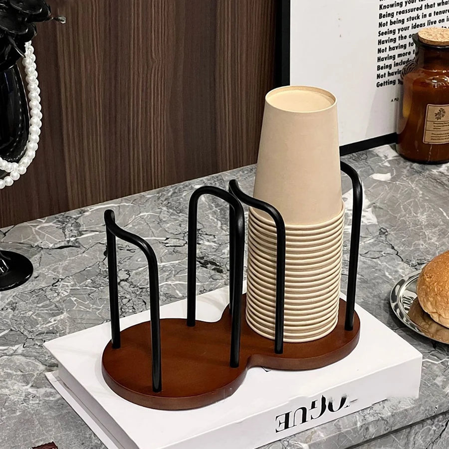 Support de Rangement Bois pour Gobelets Jetables