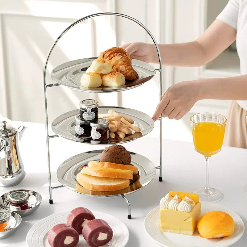 Three-Tier Cake Stand – Stainless Steel Dessert Display
