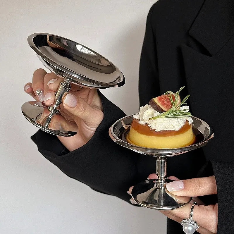 Coupe à Dessert Acier Inoxydable Style Rétro Base Haute
