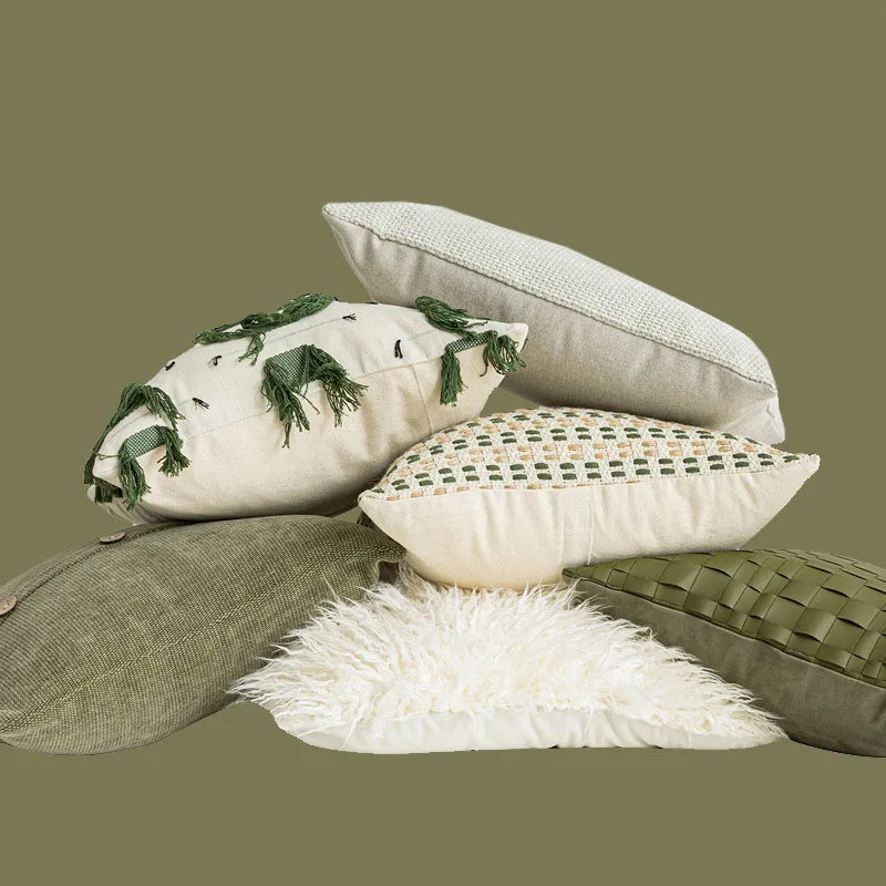 Housse de Coussin Vert Nordique Style Homestay Moderne