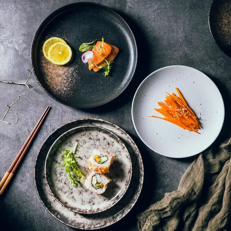 Assiette en Céramique Style Japonais pour Petit-Déjeuner