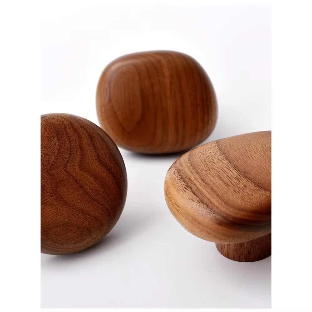 Poignée de Tiroir Bois Massif Forme Galet Style Nordique