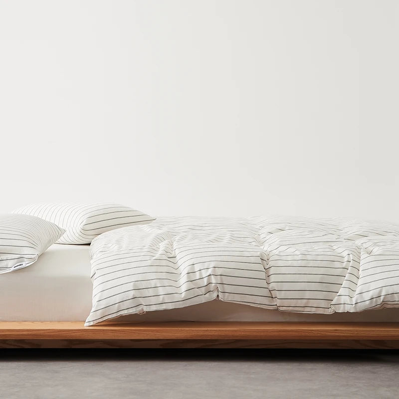 Housse de Couette Coton Rayée Douce pour Toute la Famille
