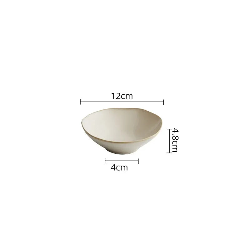 Bol Irrégulier Bord Beige en Céramique Épaisse