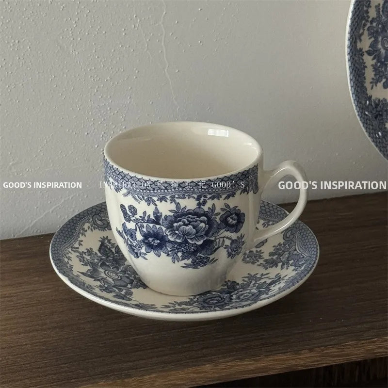 Service de Table Céramique Motif Floral Bleu Vintage