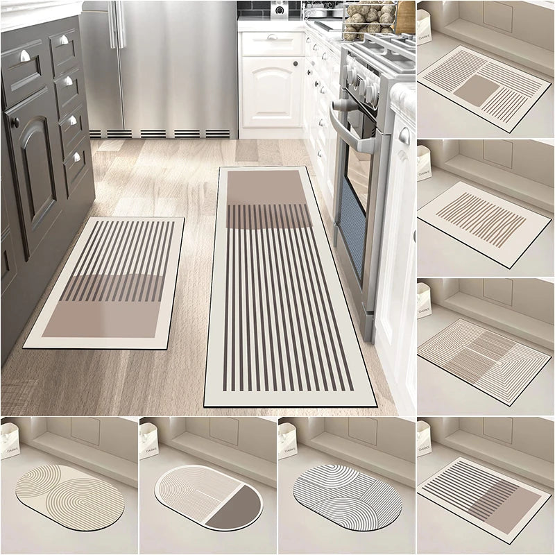 Long Diatomite Kitchen Rug – Super Absorbent Washable Mat