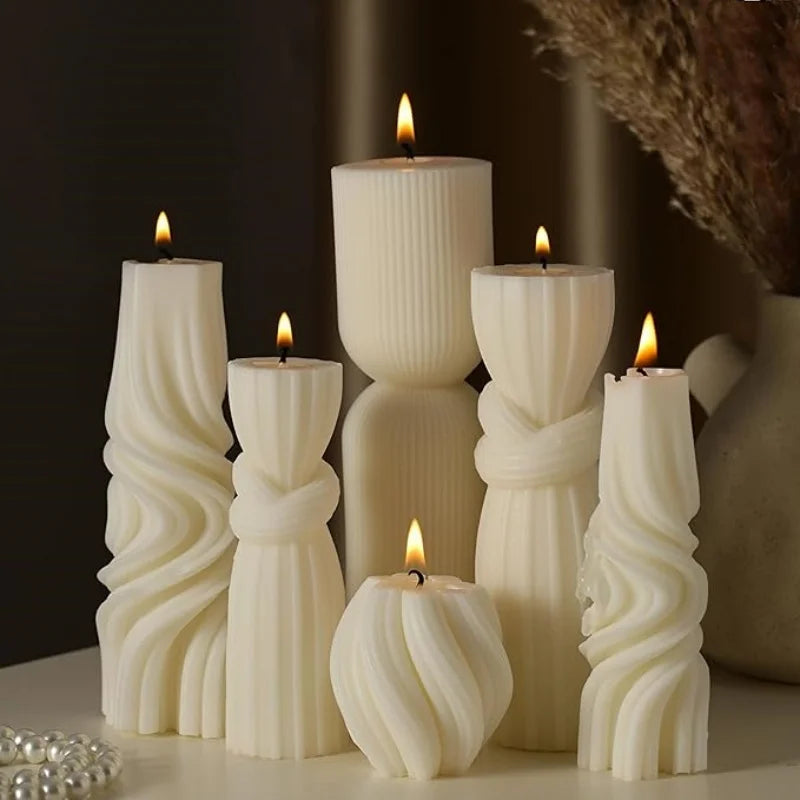 Bougie Décorative Cylindrique Nervurée en Cire de Soja